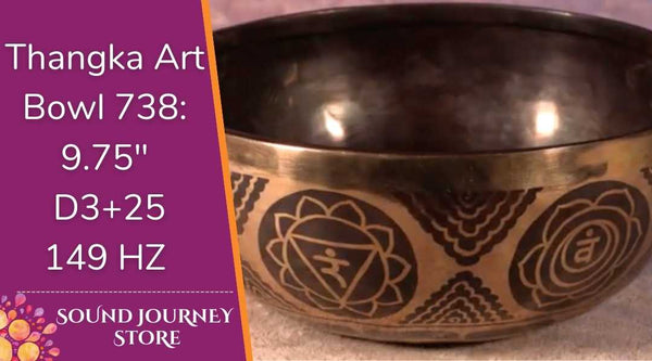 Bowl 738: 9.5" D3+25 New Thanka Art Himalayan Singing Bowl 149 HZ