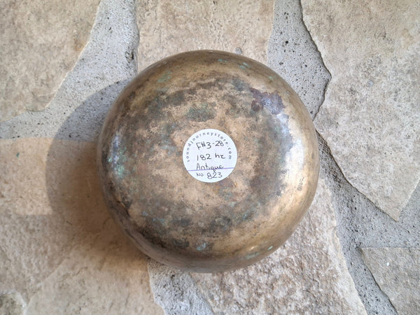 Bowl 823: 7.25" Antique Himalayan Singing Bowl 182 HZ F#3-28