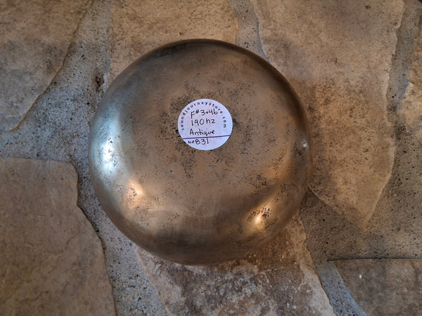 Bowl 831: 7.25" Antique Himalayan Singing Bowl 190 HZ F#3+46