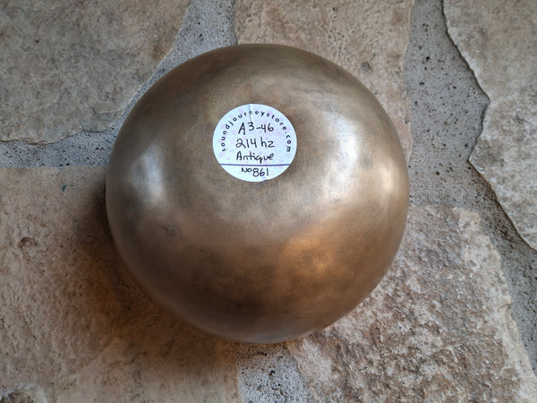 Bowl 861: 6.75" Vintage Himalayan Singing Bowl 214 HZ A3-46