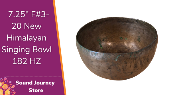 Bowl 823: 7.25" Antique Himalayan Singing Bowl 182 HZ F#3-28