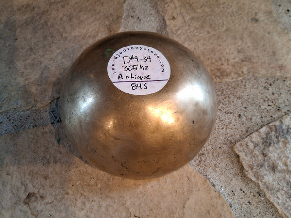 Bowl 845: 4.5" Antique Himalayan Singing Bowl 305 HZ D#4-34