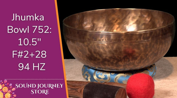 Bowl 752: 10.5" F#2+28 New Jhumka Himalayan Singing Bowl 94 HZ