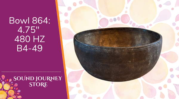 Bowl 864: 4.75" Antique Himalayan Singing Bowl 480 HZ B4-49
