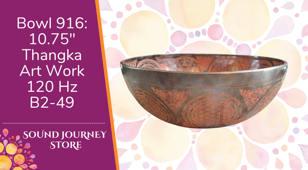 Bowl 920: 10" Thangka Artwork Himalayan Singing Bowl 141/149 Hz C#3+30