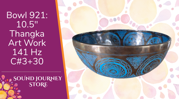 Bowl 921: 10.5" Thangka Artwork Himalayan Singing Bowl 141 Hz C#3+30