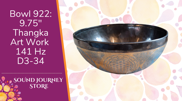 Bowl 940: 10" Thangka Artwork Himalayan Singing Bowl 141 Hz C#3+30