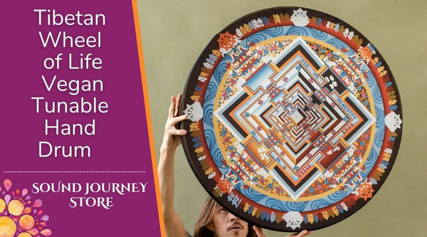 14", 20", 24" Tibetan Wheel of Life Vegan Tunable Hand Drum