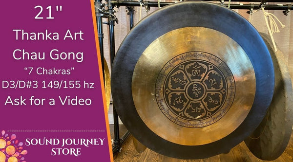 21" Thanka Art 7 Chakras Chau Gong 149/155 Hertz D3+25/D#3+6