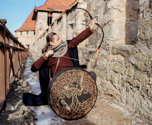 22" Shamanic Viking "Huginn & Muninn" Vegan Tunable Hand Drum